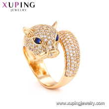 15066 anillo de dedo de alta calidad de diseño animal tigre anillo de dedo de metal de oro 18 k incrustaciones de metal sintética